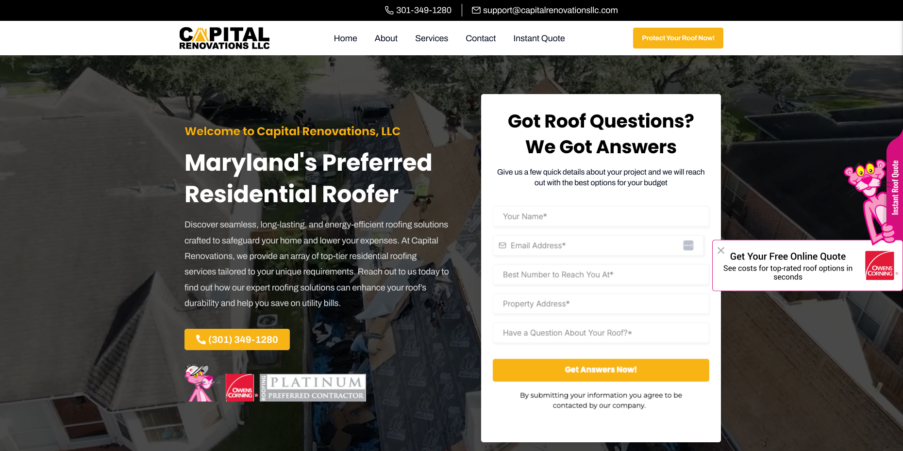 Capital Renovations desktop view