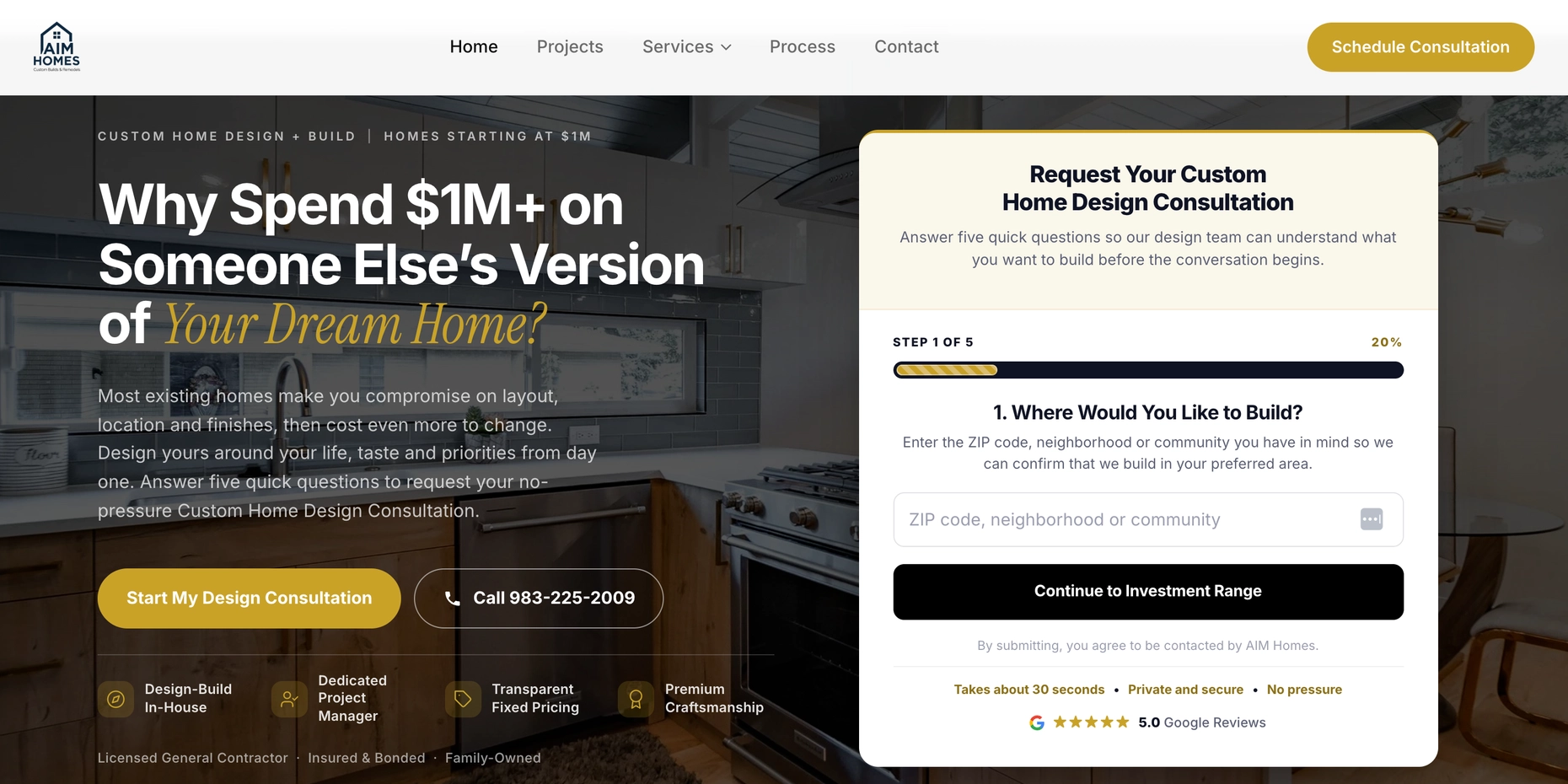 AIM Homes desktop view