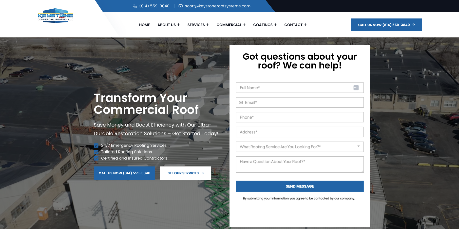 Keystone Commercial Roofing desktop view