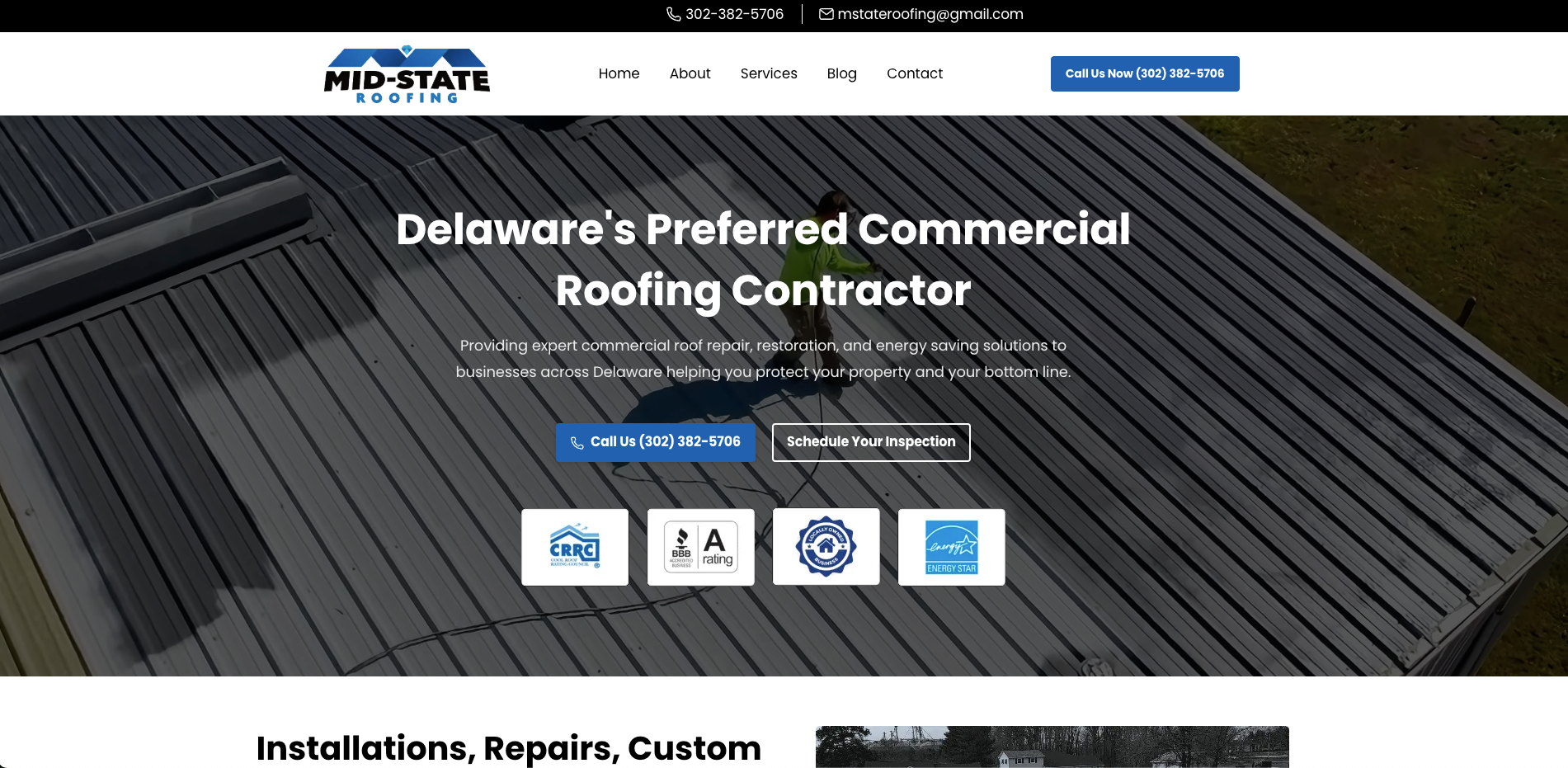 Mid-State Roofing desktop view