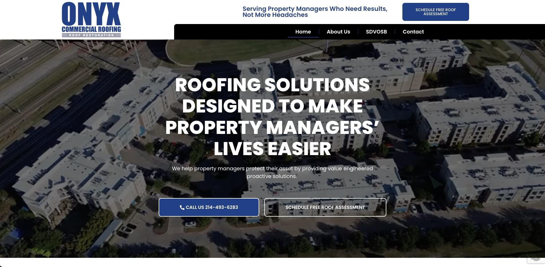 Onyx Commercial Roofing desktop view