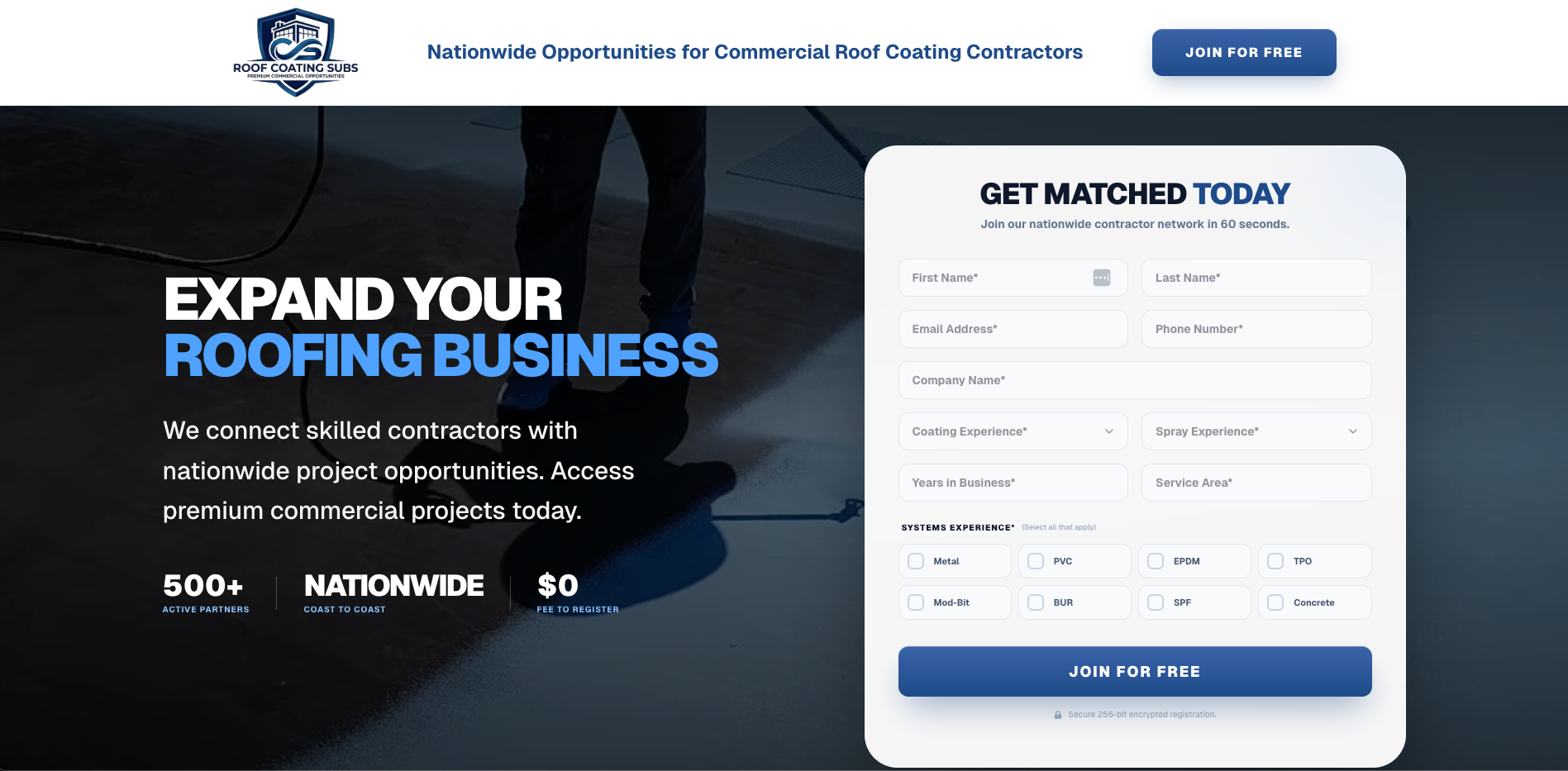 Roof Coating Subs desktop view