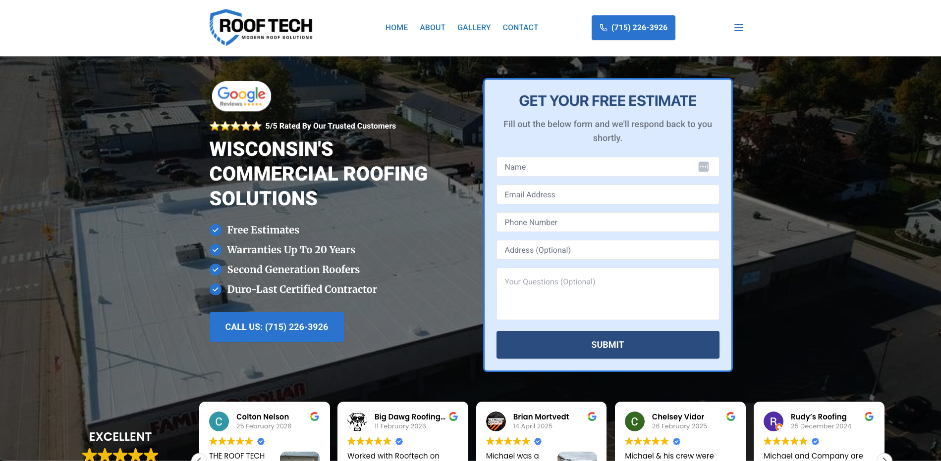 Roof Tech desktop view