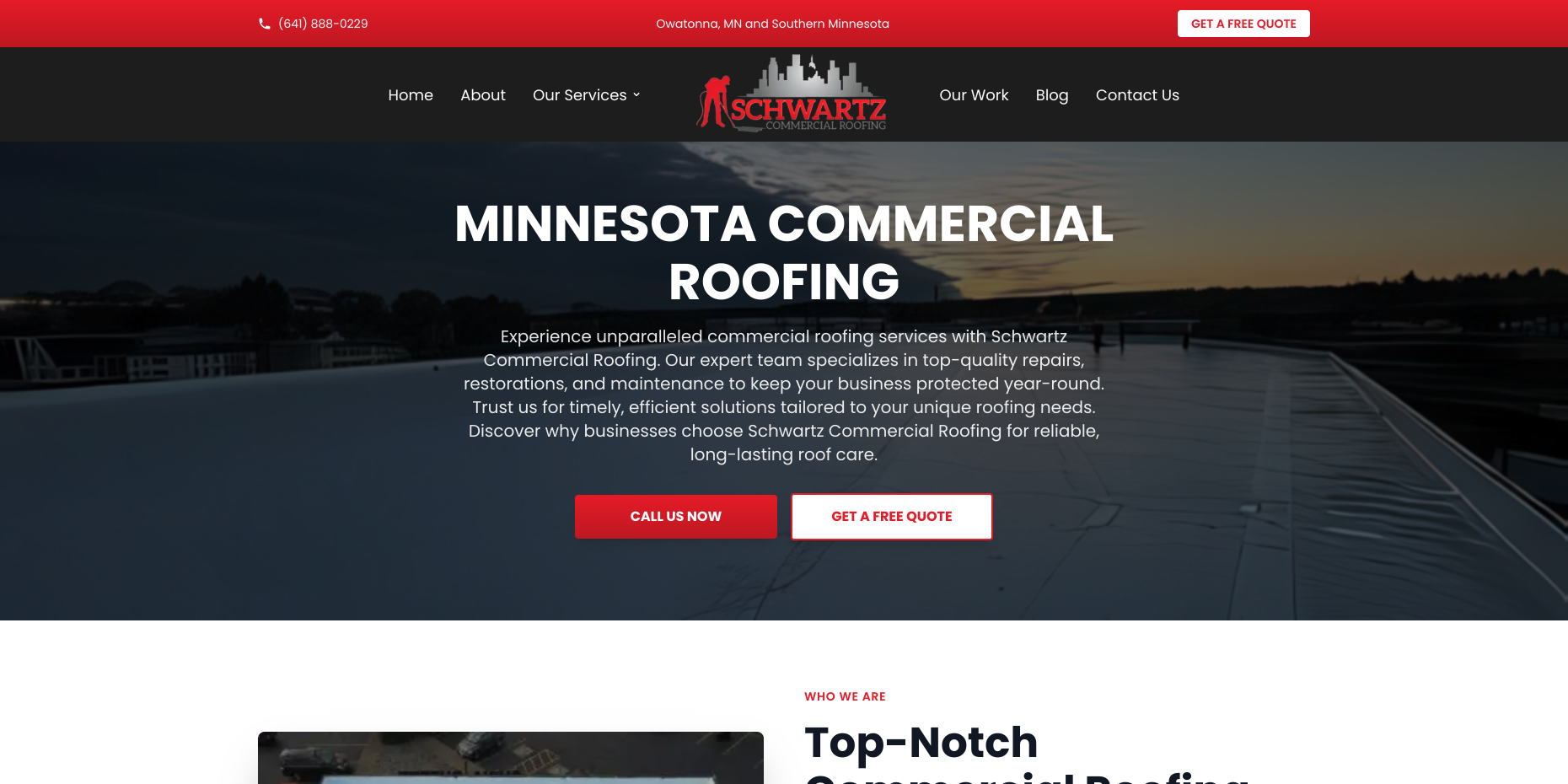 Schwartz Commercial Roofing desktop view