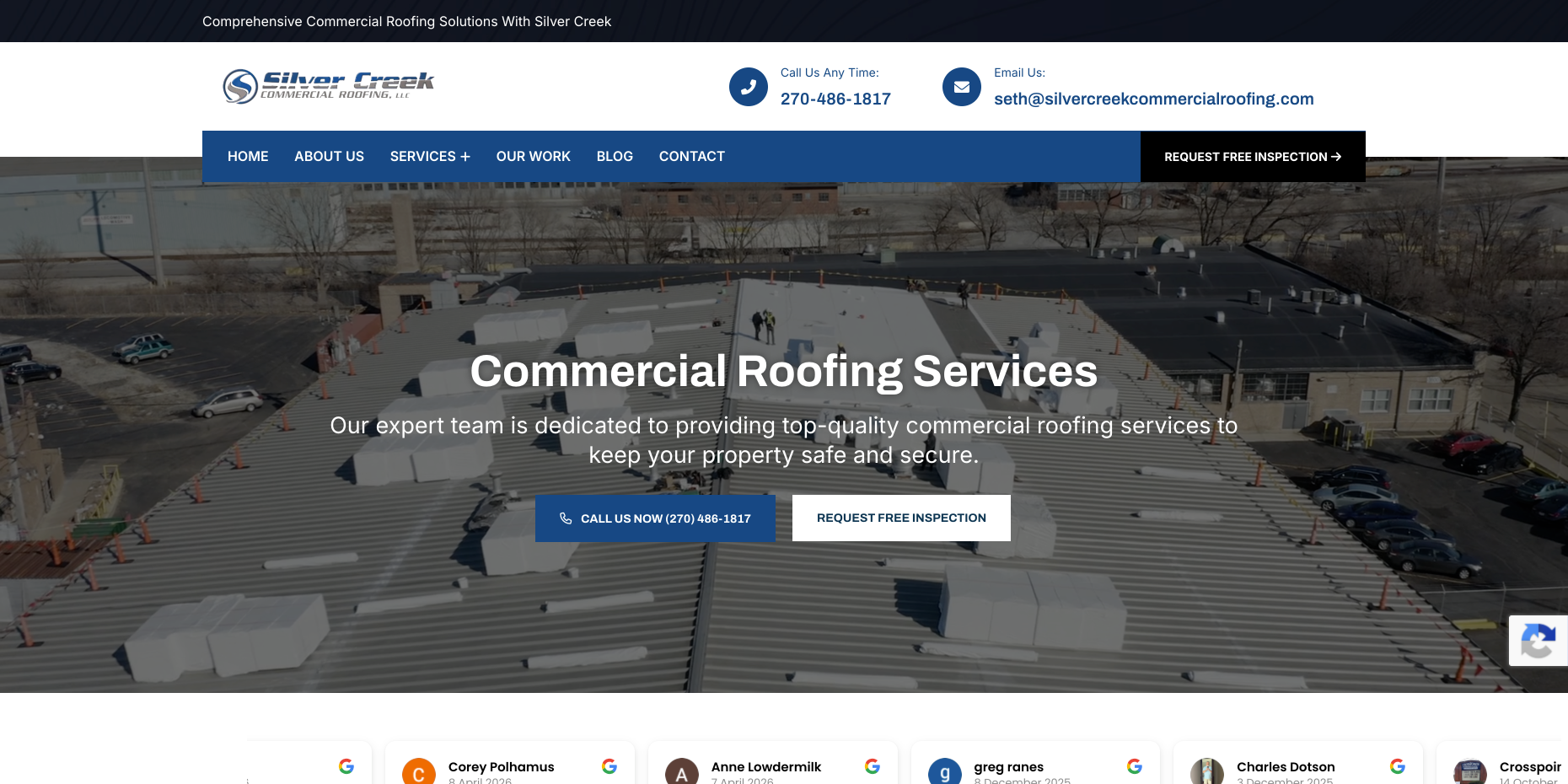 Silver Creek Commercial Roofing desktop view