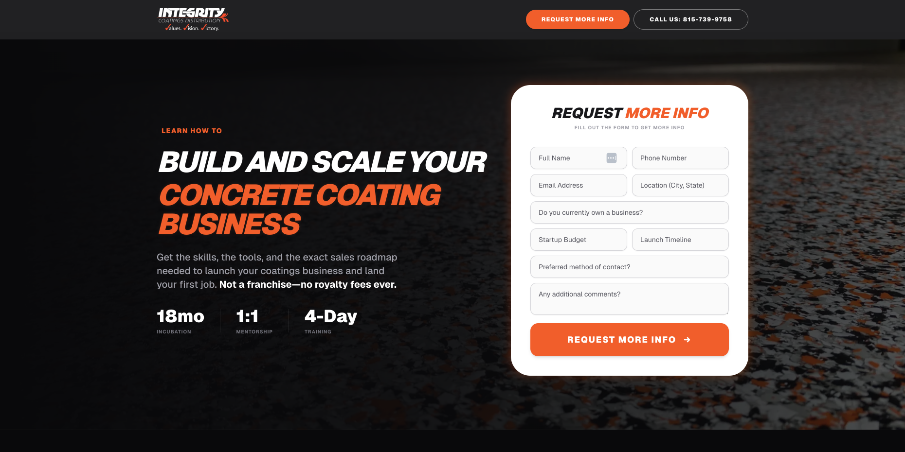 Integrity Coatings Distributions desktop view