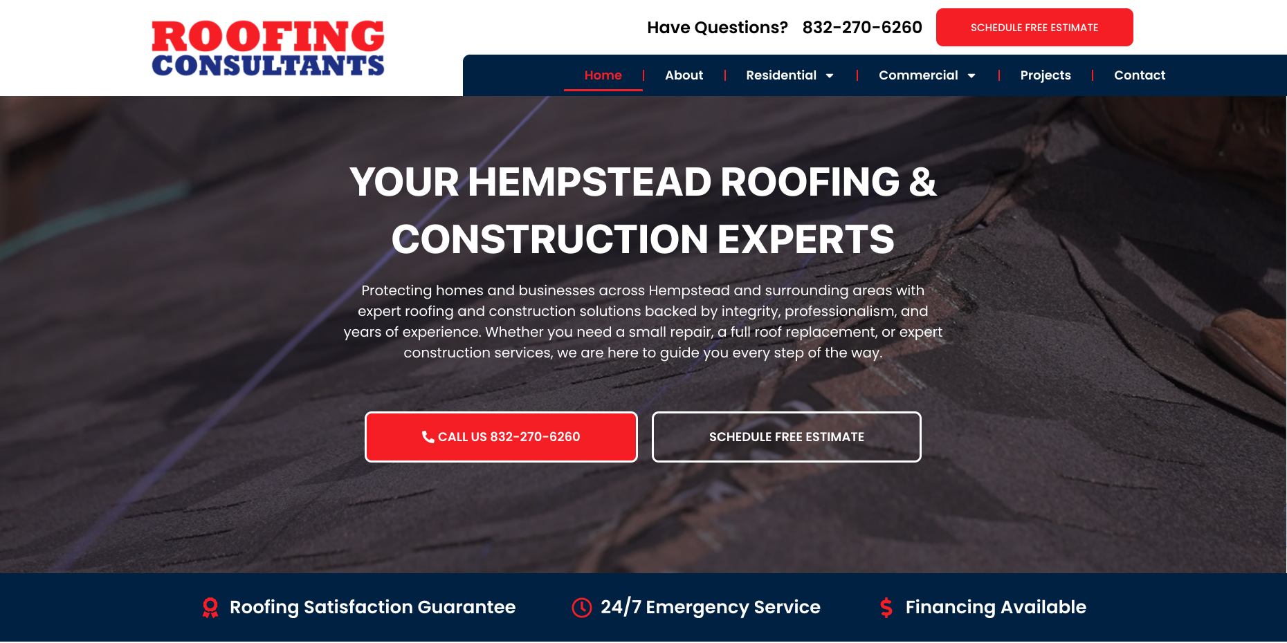 Roofing Consultants desktop view